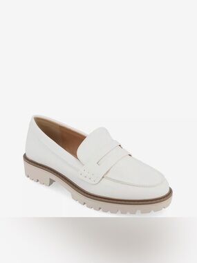 ☁️ White Leather Lug Sole Penny Loafers ☁️